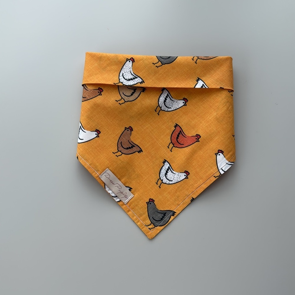 Dog bandana with fun chicken print